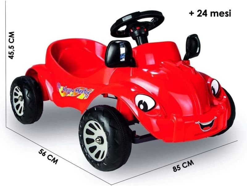 kid smile Macchina per Bambini con Pedali Happy Herbie Rossa