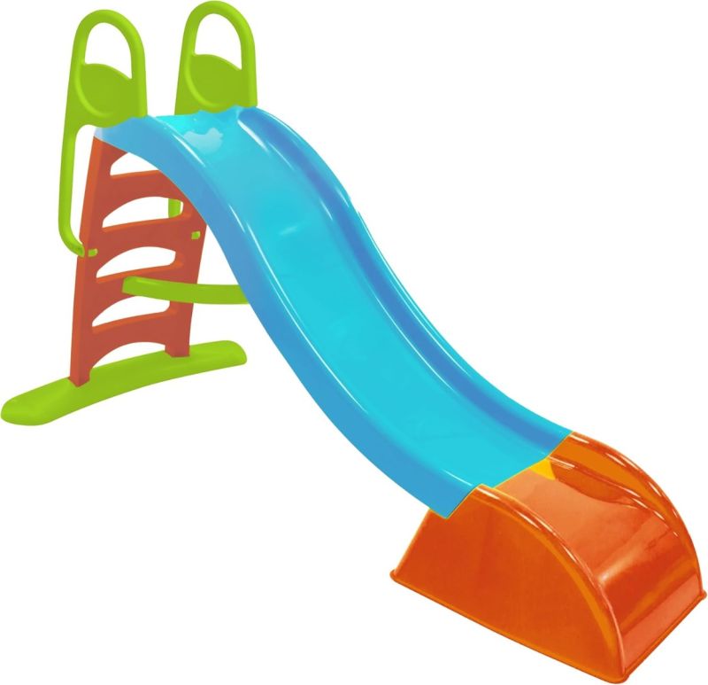 Scivolo per bambini 5 gradini con innesto acqua. Scivolo da giardino per bambini super resistente. Scivolo per bambini da casa in plastica 180x78x110cm. Multicolor Max 50kg (Blu)