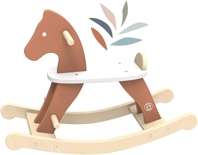 Cavallo a Dondolo per Bambini 1 anno legno 1 Anno 2 Anni 3 Anni 4 Anni Pony in Legno Giochi Cavalluccio Cavalcabile Sicurezza cavalcabili (Marrone)