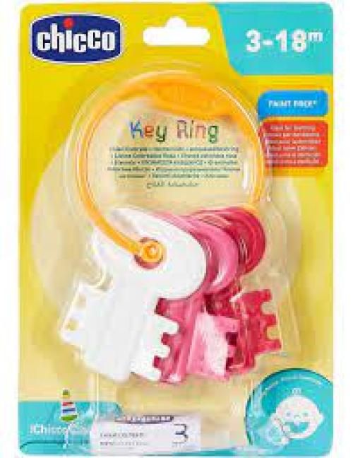 Chicco, Gioco Trillino Chiavi Colorate, Mazzo di Chiavi Facile da Afferrare per la Stimolazione di Coordinazione Manuale, Rilevi per la Dentizione, Diverse Gradazioni di Rosa, 3-18 Mesi