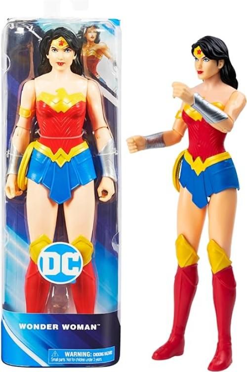 dc comics, Wonder Woman, Personaggio Comics Wonder Woman 30 cm, Personaggio in Scala 30 cm con Decorazioni Originali e 11 Punti di articolazione - Giocattoli per Bambini e Bambine dai 3 Anni