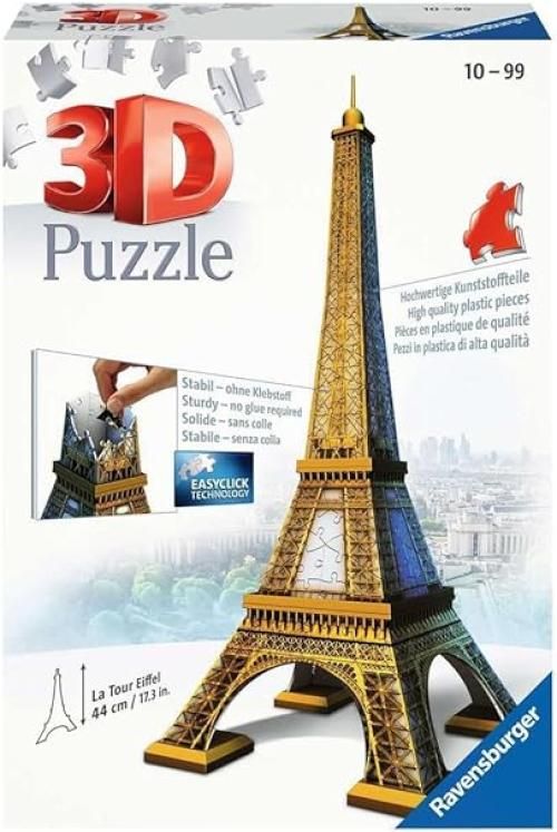 Ravensburger - 3D Puzzle Tour Eiffel, Parigi, 216 Pezzi, 8+ Anni