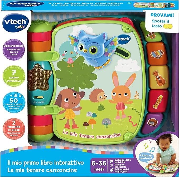 VTech Il Mio Primo Libro Interattivo - Le Mie Tenere Canzoncine, Libro Interattivo per Neonati con Animali in Rilievo, 6 Canzoncine per Bambini, Lingua Italiana, Batterie Incluse, 6-36 Mesi