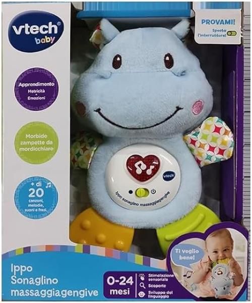 VTech Ippo, Sonaglino Massaggia Gengive, Sonaglio Neonato con Pulsante Luminoso, Ideale Durante la Dentizione, Gioco Neonato con 10 Melodie e 3 Canzoni, Lingua Italiana, Batterie Incluse, 0-24 Mesi