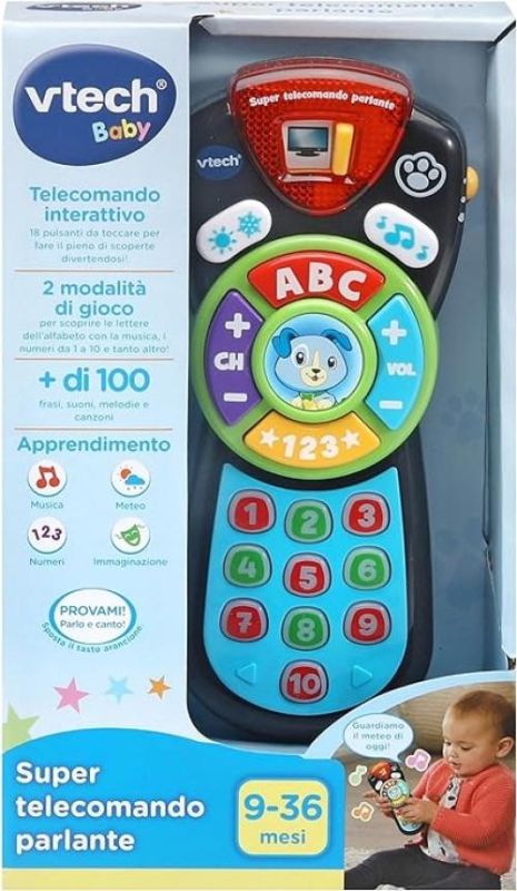 VTech Super Telecomando Parlante, Telecomando Interattivo per Neonati, Impara i Numeri e l`Alfabeto Insieme a Scout, Oltre 100 Canzoni per Bambini, Lingua Italiana, Batterie Incluse, 9-36 Mesi