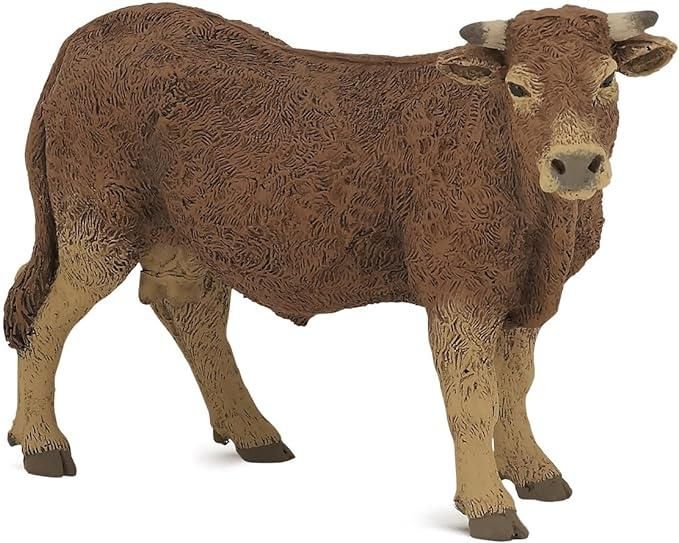 Papo- Vache Limousine Animaux Statuetta, Colore Rosso-Beige, 51131