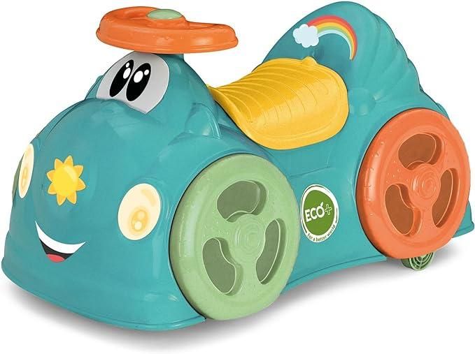 Chicco All Around Eco+ Acquamarina, Macchina Cavalcabile per Bambini da 1 a 3 Anni, Made in Italy, in Plastica 75% Riciclata, Ruote Piroettanti, Clacson Meccanico, Vano Portaoggetti, Adesivi Inclusi