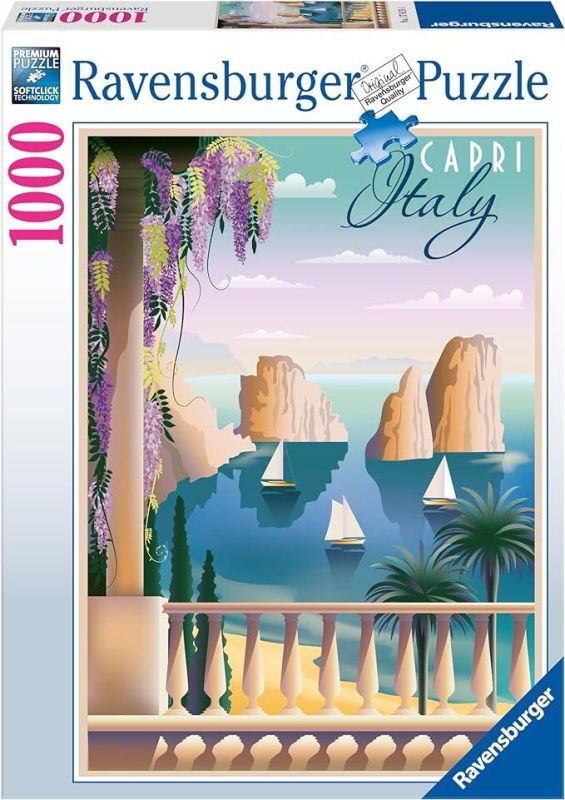 Ravensburger - Puzzle Cartolina da Capri, Italia, 1000 Pezzi, Idea regalo, per Lei o Lui, Puzzle Adulti