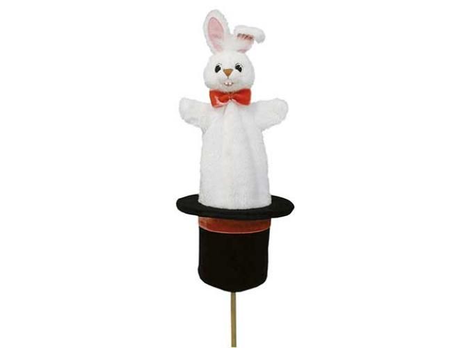 Bass & Bass - Pop up Hand Puppet Bunny in Magician Hat - Made in Europe - Vintage Toy