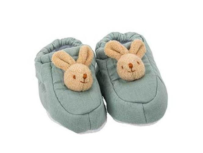 Trousselier - Slippers Bunny 0-2 years - Celadon Green Linen