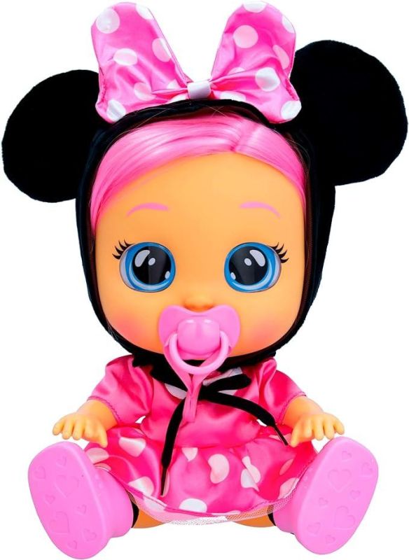 Cry Babies Dressy Minnie, Bambola Interattiva che Piange Lacrime Vere con Capelli Da Acconciare, Vestiti Da Indossare e Accessori per Giocare, Giocattolo Per Bambini e Bambine da +18 Mesi