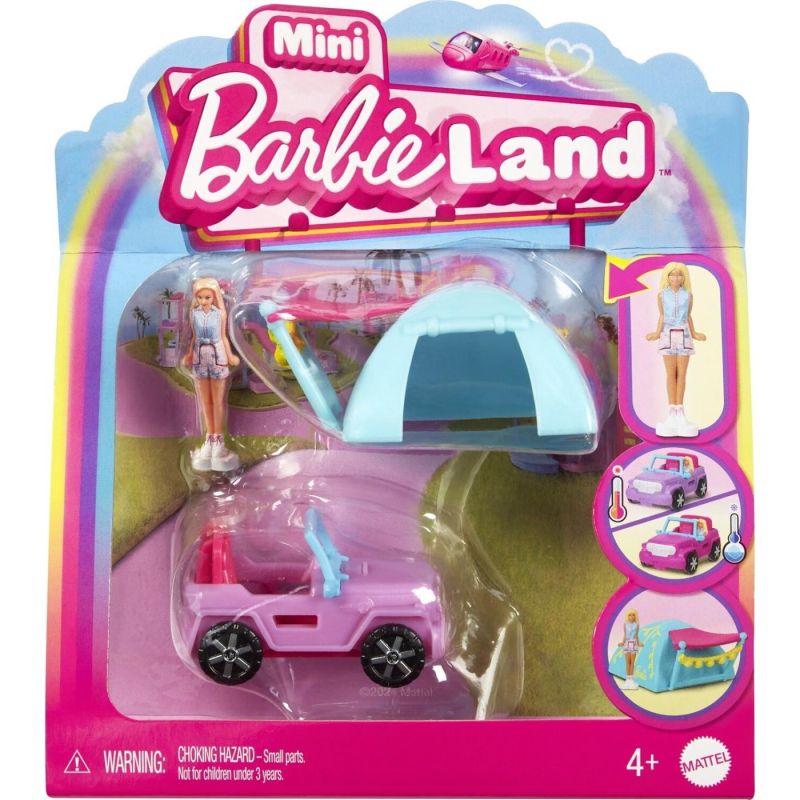 Bambole-Mini Barbieland Jeep, 1 veicolo cambia colore, 1 mini figure-Mattel -Eta 4 +