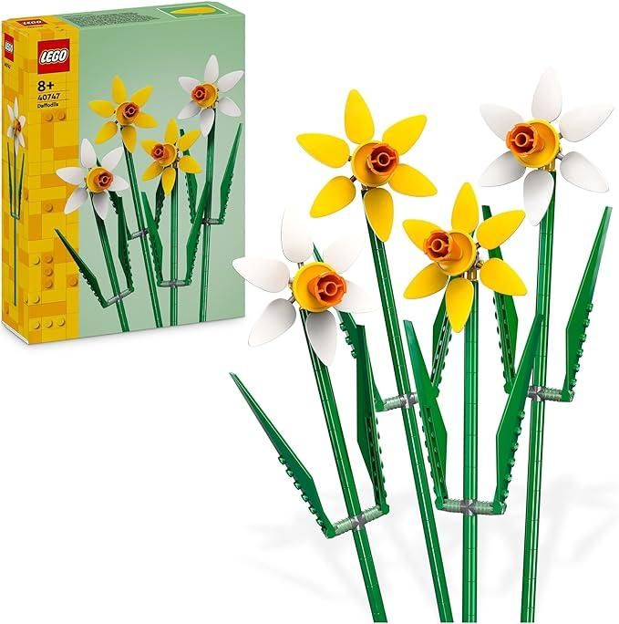 LEGO Creator Narcisi Set di Fiori Finti per Bambine e Bambini da 8 Anni, Costruisci ed Esponi un Bouquet come Decorazione di Casa, Regalo di San Valentino, per Lei o Lui, per Ragazza o Ragazzo 40747