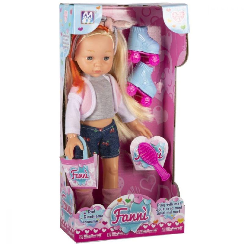 Bambola-MammAmore, Fanni Pattinatrice,bambola con pattini-Migliorati-Eta 3+