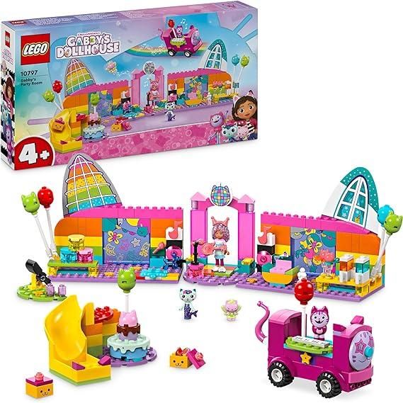LEGO La Casa delle Bambole di Gabby La Stanza della Festa di Gabby, Giochi Creativi per Bambine e Bambini da 4 Anni, Discoteca Giocattolo da Costruire con Personaggi, Accessori da DJ e Scivolo 10797