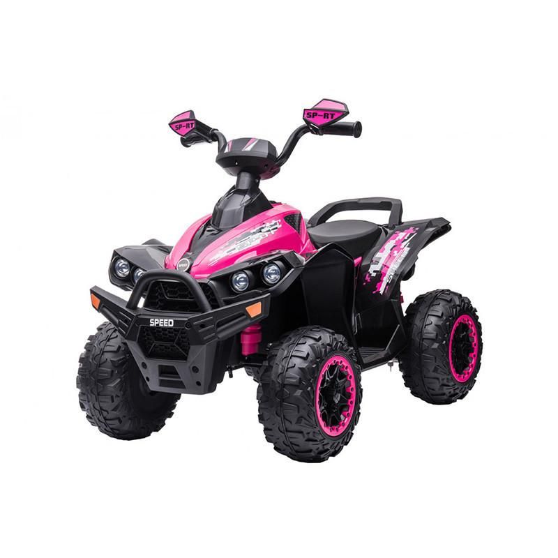 Quad Elettrico per Bambini con Batteria 12V 7Ah, Motori 35Wx2, Due Velocita Avanti e Indietro, Luce Anteriore, Clacson e Suono di Avvio, Dimensioni 96x58x72cm,