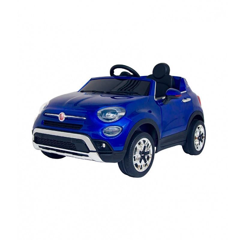 Macchina  Elettrica per Bambini Fiat 500 x Blu con Batteria 12V 4.5Ah, Luci, Suoni, Sportelli e Bagagliaio Apribili - Telecomando Incluso - Dimensioni 112x34.50x59 cm