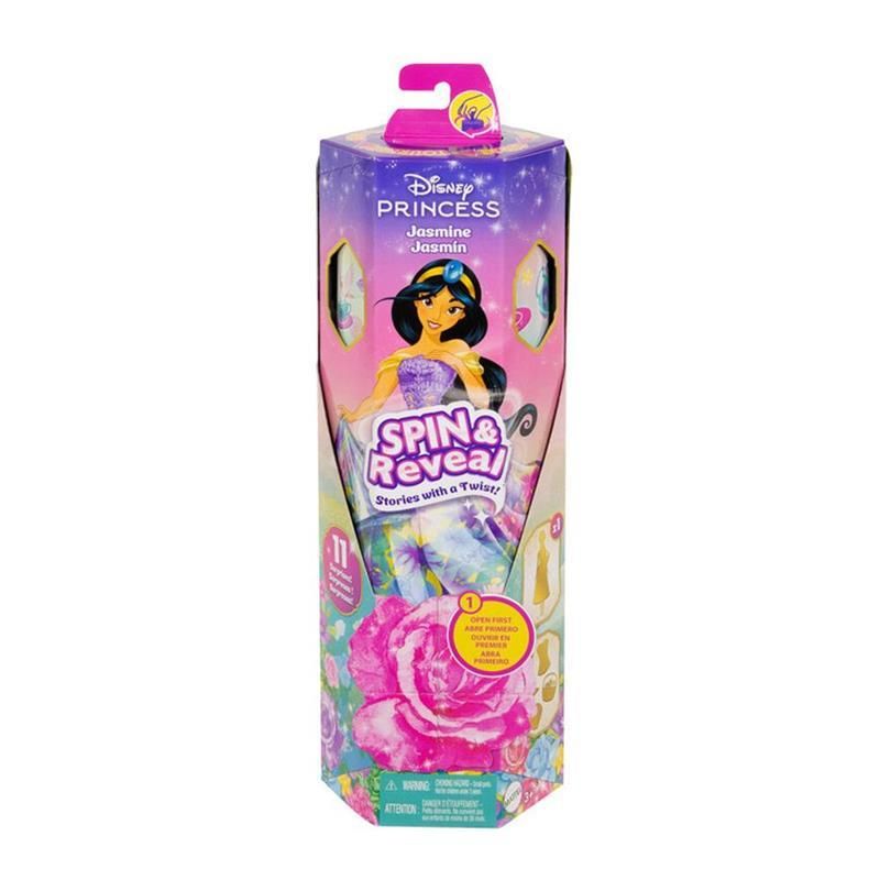 Bambola-Disney Princess Spin & Reveal, Jasminel,bambola + 10 accessori a sorpresa-Mattel-Eta3+