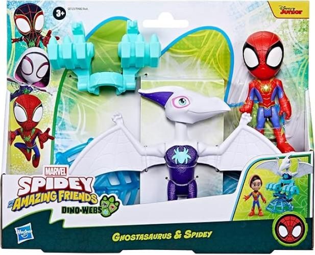 Spidey e i Suoi Fantastici Amici, Dino-Webs, Action Figure Spider-Man di Ghostasaurus e Spidey,Hasbro,Eta 3+
