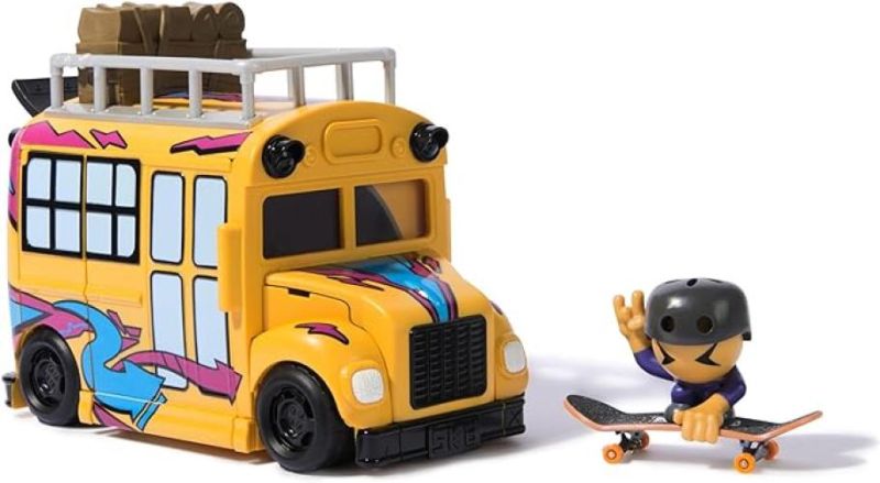 Tech Deck Sk8 Crew, Autobus e Contenitore trasformabile 2-in-1 Ultra Sk8 con Fingerboard e Personaggio, Mini Skateboard da Collezione,SpinMaster, Eta 3+