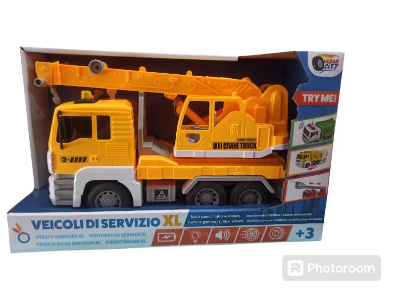 Veicolo,Urban City, Veicoli di servizio XL Camion con gancio con luci,suoni e movimento a frizione,Hungary Toy,Eta 3+