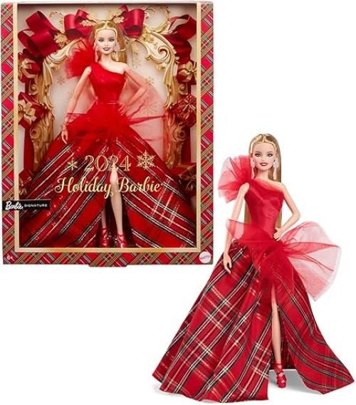 Barbie,Magie delle Feste 2024,Bambola bionda con vestito rosso ;Mattel Eta 6+