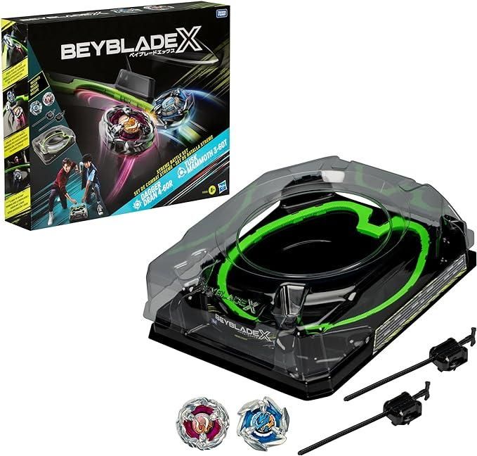 Beyblade X Arena Grande , Xtreme Battle set,Dagger Dran4-60R, Tusk Mammoth 3-60T,due beyblade con beystadium,Hasbro,Eta8+