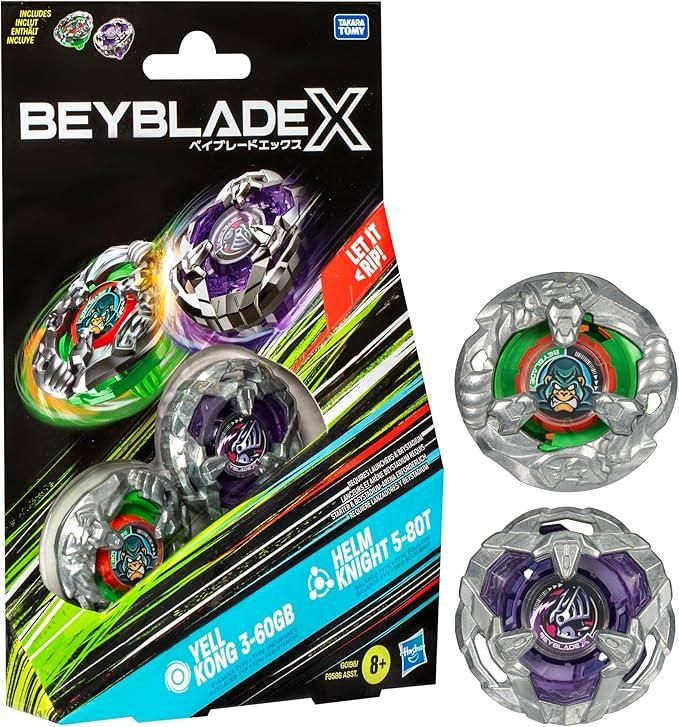Beyblade X,Yell Kong 3-60GB,Helm Knight 5-80T,pack due beyblade,Hasbro,Eta 8+