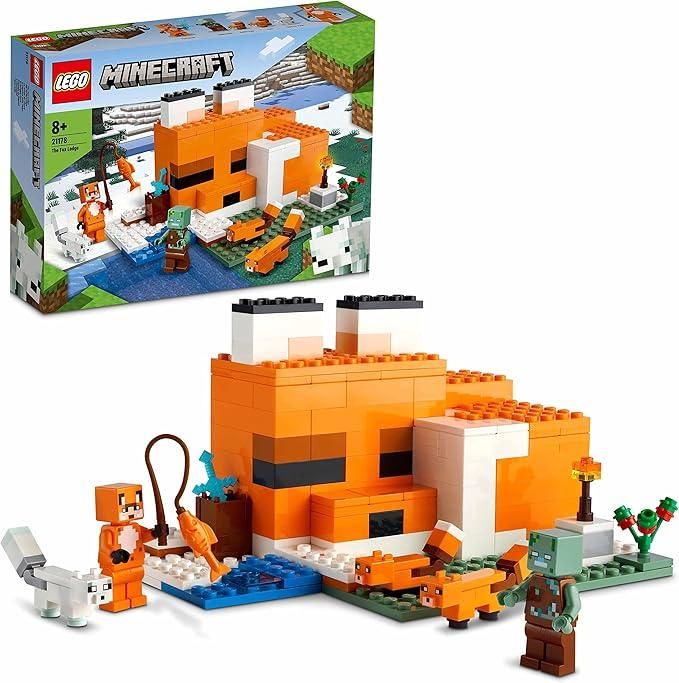LEGO Minecraft Il Capanno della Volpe, Mattoncini da Costruzione, Set con Zombie e Animali,Eta 8+