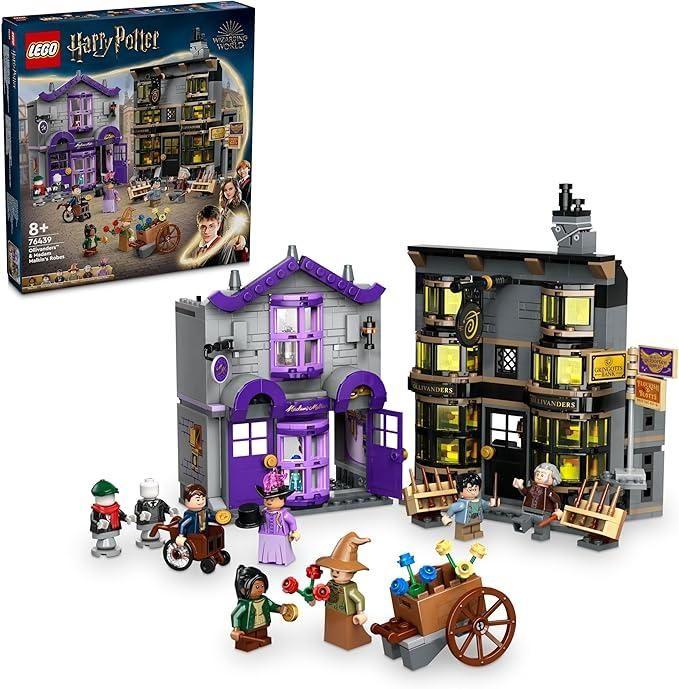 LEGO 76439  Harry Potter Olivander e Madama McClan: Abiti per Tutte le Occasioni, 2 Modelli di Negozi Giocattolo da Costruire con 6 Minifigure,Eta 8+