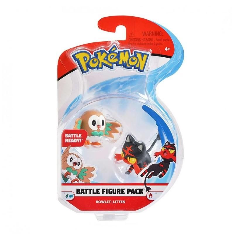 Pokemon Battle figure Pack,Rowlett+ Litten,Jazwares,Eta 4+