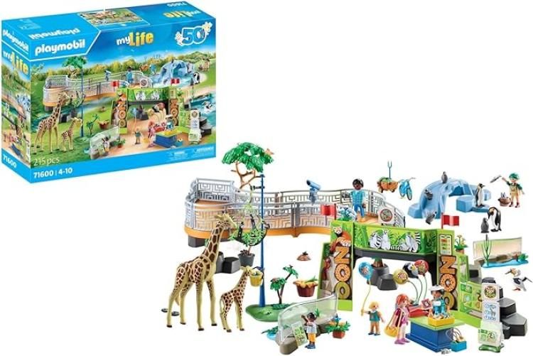 PLAYMOBIL MyLife 71600 Grande Zoo, ampio set di zoo con 16 animali autoctoni ed esotici e vari accessori,Eta 4-10 anni