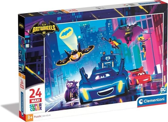 Batwheels Supercolor Puzzle-Batwheels-24 Maxi Pezzi,Clementoni,Eta 3+