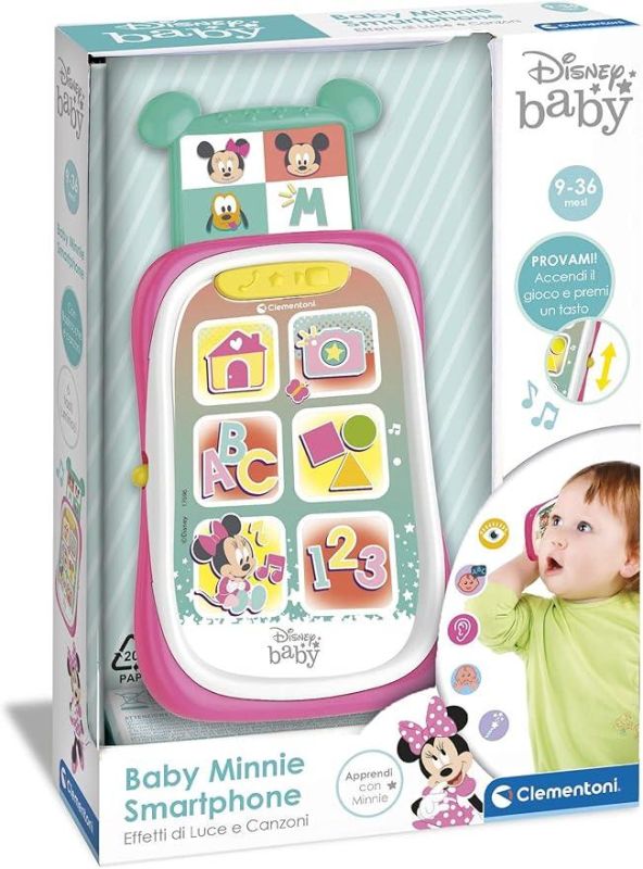 Disney Baby Minnie Smartphone,Primo Smartphone, Gioco Elettronico Educativo,Clementoni,Eta 9-36 mesi