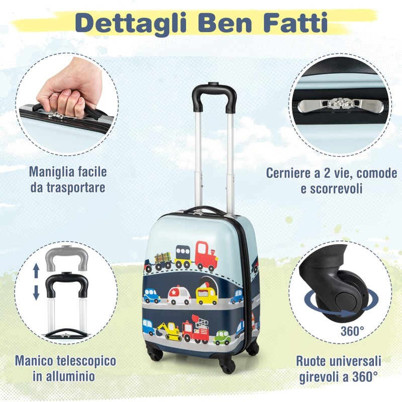 Giolly, Set Trolley e zaino fantasia macchinine,Giocheria,Eta 3+