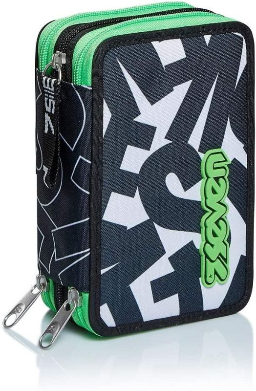  Astuccio Scuola 3 zip,Alpha BeatCompleto di pennarelli ,Matite,Penne,Seven