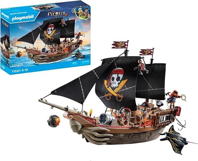  Pirates 71530 Galeone dei pirati, emozionante battaglia navale e ricerca del tesoro segreto, inclusi cannoni, proiettili e tanti accessori,Playmobil,Eta 4-10 anni