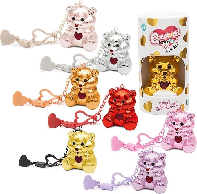 Coccolotti Oh My Gold,1 Orsetto Casuale tra 7 Versioni Disponibili,Funzione Registrazione e Portachiavi, Colore Effetto Metal, Animali Interattivi Giocattolo,Giochi Preziosi,Eta  3+