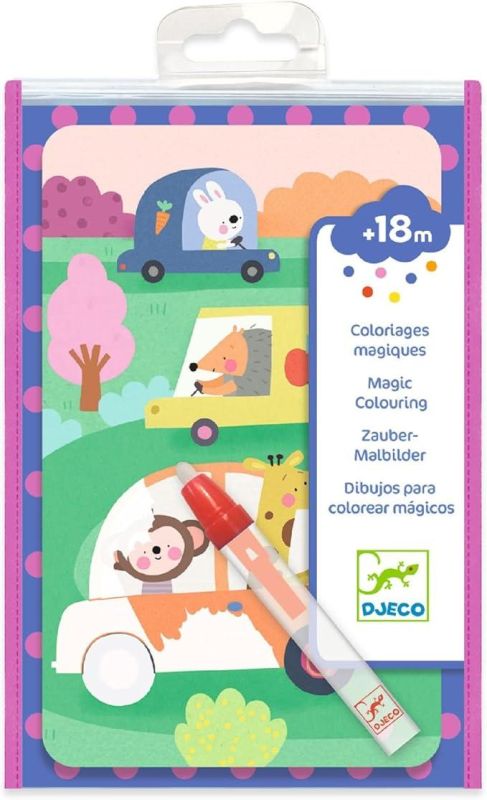 Colori Magici,In Viaggio,Disegni da colorare con pennarelload acqua,Djeco,Eta + 18 mesi
