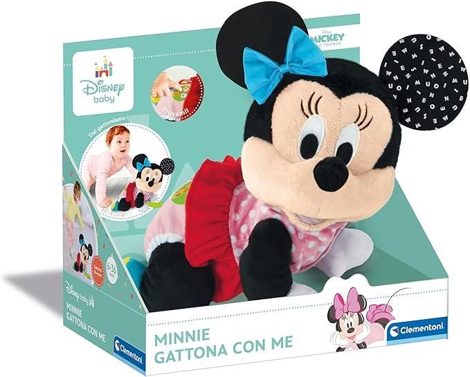 Disney Baby Baby Minnie Gattona con Me, Minni Peluche per Imparare a Gattonare, Gioco Prima Infanzia Insegna Numeri e Versi degli Animali, Clementoni,Eta 6-36 mesi