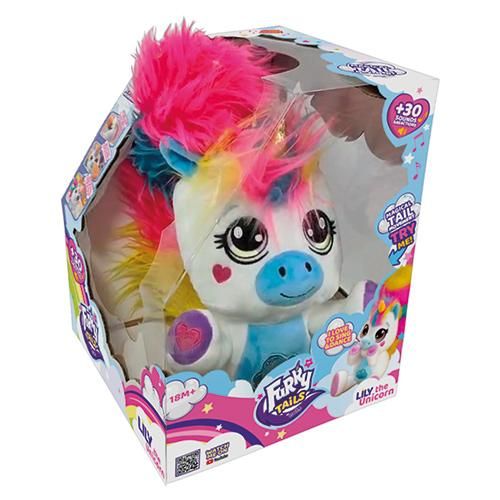 Furry Tails,Lily the Unicorn, Peluche interattivo, Giocheria,  Eta 2 +