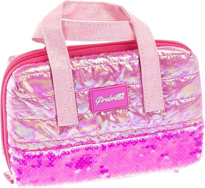 Girabrilla Set Make Up, Beauty Case Portatrucchi Magenta con Ombretti, Lucidalabbra e Smalto per Unghie,Nice,Eta 6+