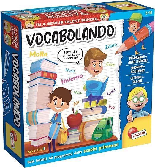 I`m A genius talent school Vocabolando,Quiz su lettere e sillabe,sinonimi e contrari,aree lessciali,Lisciani,Eta 5-10