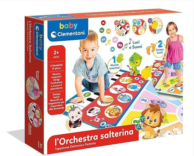 L `Orchestra Salterina, Tappeto Musicale Interattivo,con Luci, Suoni e Melodie per Stimolare Lo Sviluppo Motorio e Sensoriale, Clementoni,Eta 2+