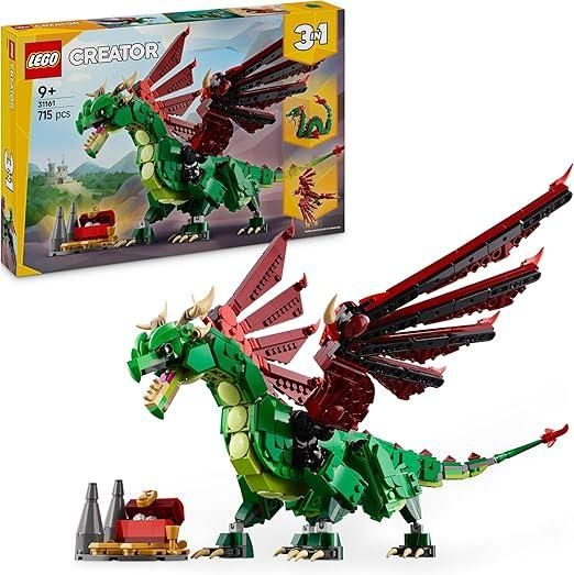 LEGO Creator 3 in 1 Drago Medievale Giocattolo - Si Trasforma in Serpente Marino o in Fenice - Animali da Costruire,Eta 9+