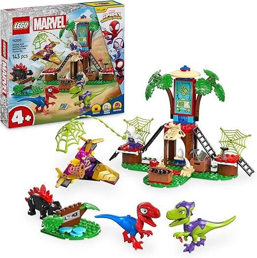 LEGO Marvel Battaglia con il Raptor al Quartier Generale sull`Albero di Spider-Man e Gobby con Dinosauri, Casa e Veicoli, Spidey e i Suoi Fantastici Amici ,Eta 4+