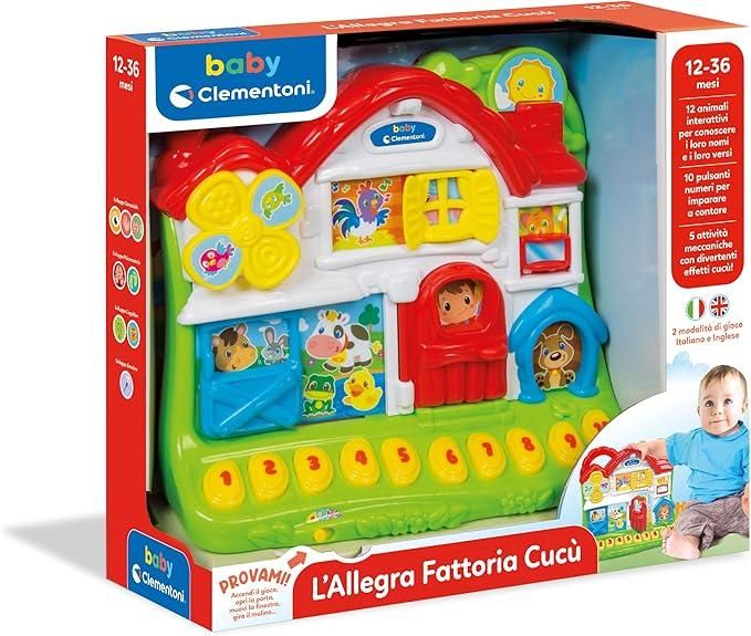 L`Allegra Fattoria Cucu,12 animali interattivi, 10 pulsanti numerici, 5 attivita meccaniche,Clementoni, 12-36 mesi