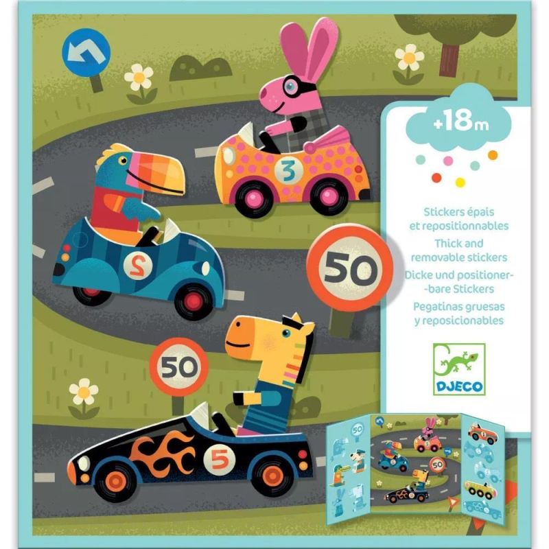 Scenario con adesivi rimovibili, Auto,Djeco,Eta +18 mesi
