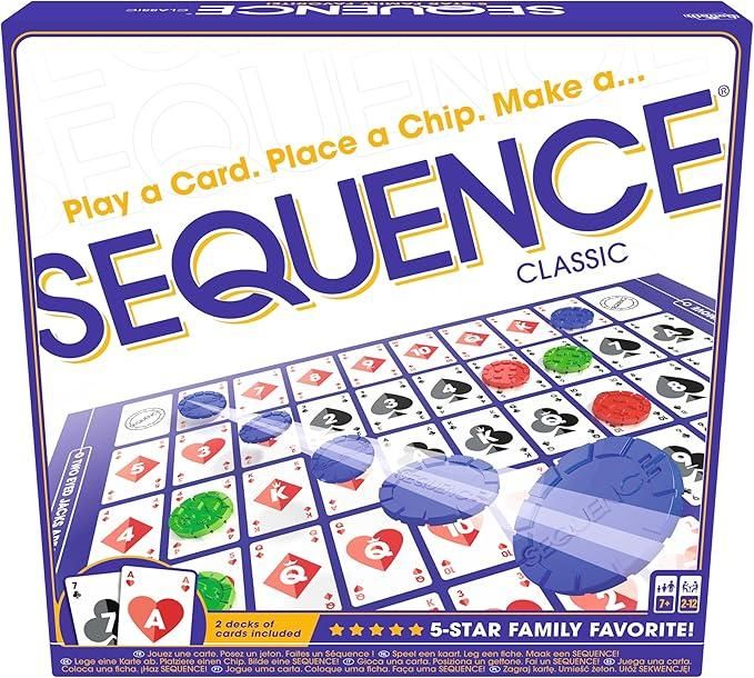 SEQUENCE,Allinea 5 Pedine per Creare una Sequenza - Gioco di Strategia Divertente - Gioco di Carte ,Goliath,Eta 7+