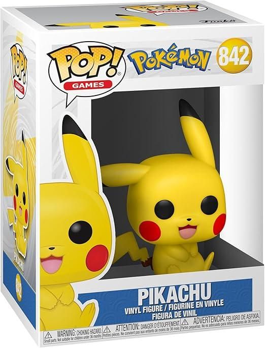 Funko Pop Games Pokemon, Pikachu, (Sitting), Figura in Vinile da Collezione,Eta 3+